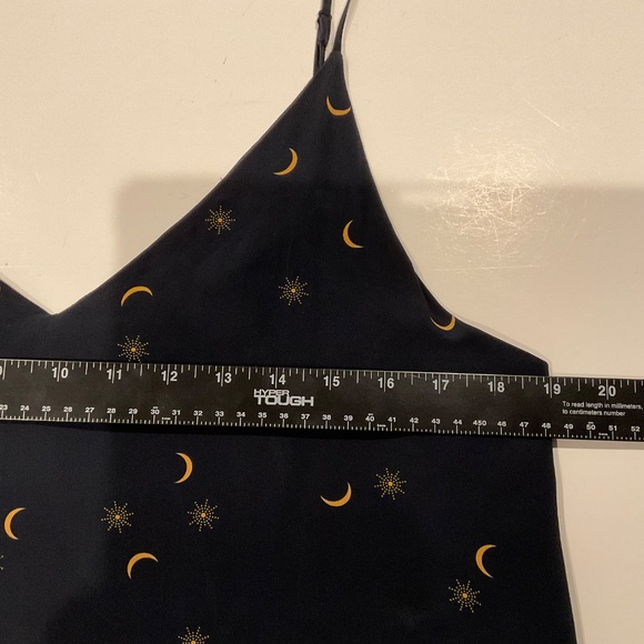 Rails Women's Silk Slip Dress Chemise Sz M Navy Gold Celestial Night Sky Whimsy - Picture 7 of 11